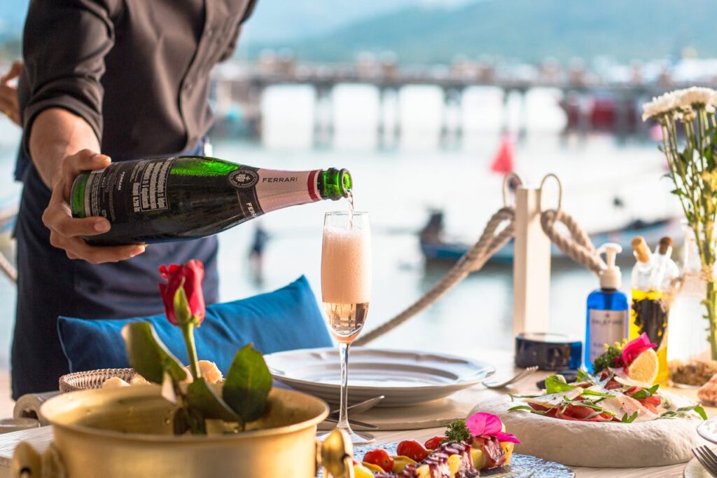Brunch time by the beach at a riviera maya resort