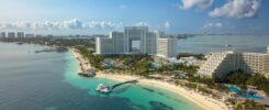 aerial shor of resorts in cancun
