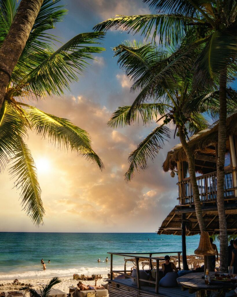Golden hour at the riviera maya beach